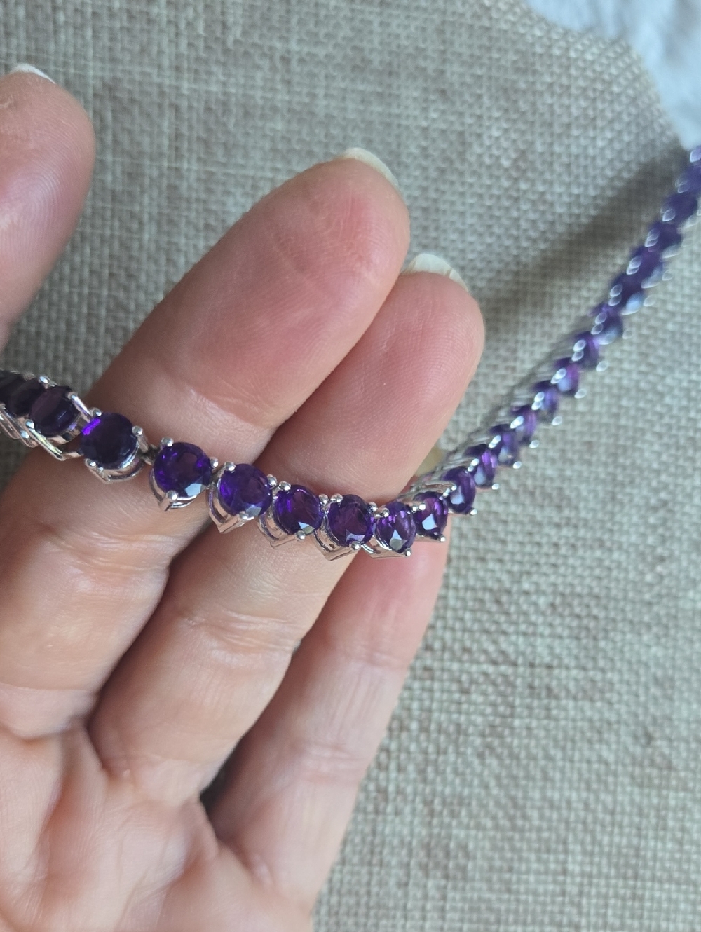 Sterling Silver Amethyst Necklace - Picture 2 of 10
